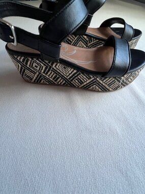 DV DOLCE VITA Brynn Woven Raffia Platform Wedge Sandals Women's Size 6 1/2